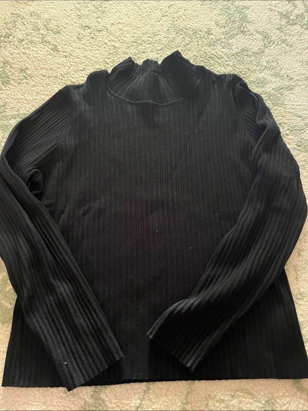 Women's Black Ribbed Mock Neck Sweater